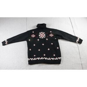Vintage The Eagle's Eye Turtleneck Sweater 1x Black Nordic Snowflake Wool Mohair